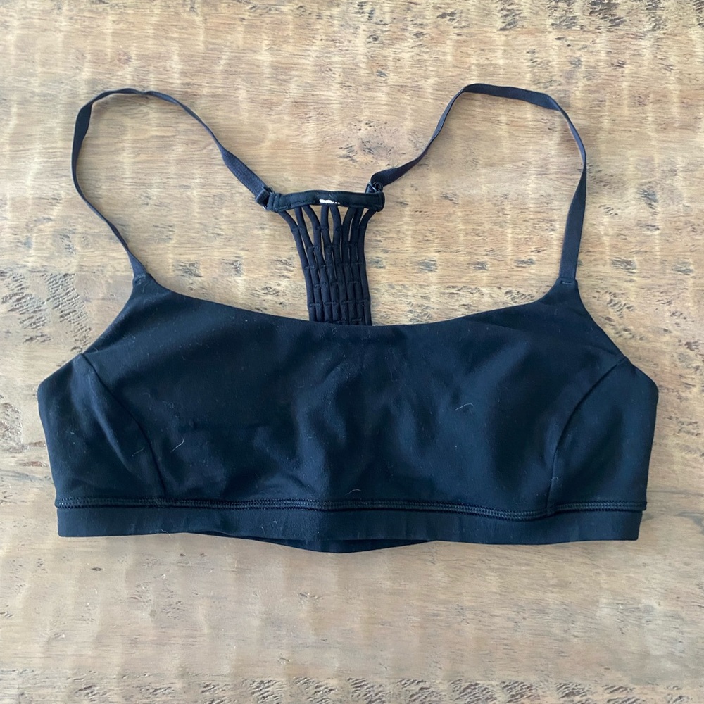 Lululemon Black Macrame-Back Bralette - Women Size 12